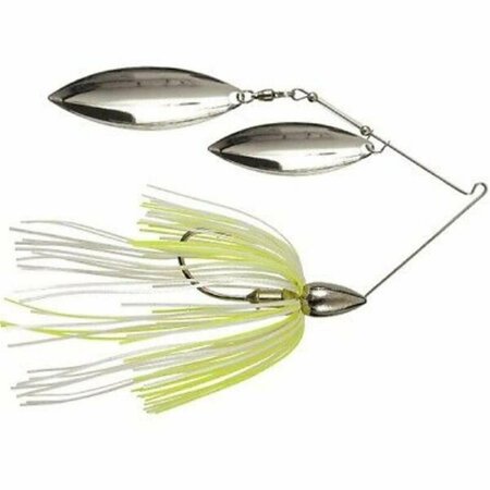 GRAN MOMENTO Nickel Frame Double Willow Spinnerbait White & Chartreuse Pearl Fishing Lure GR2977042